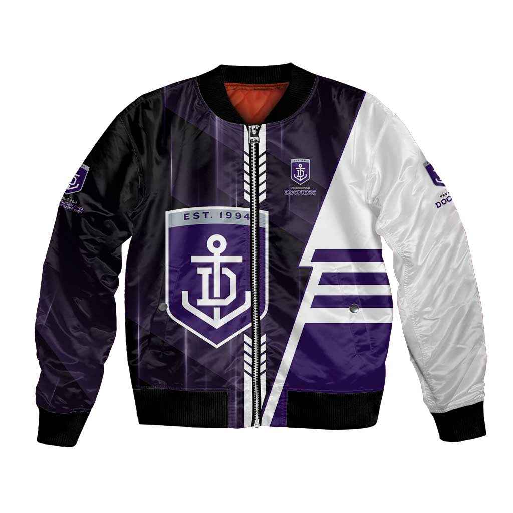 Personalized Fremantle Dockers Bomber Jacket Modern Geometric Sports Graphic Style