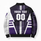 Personalized Fremantle Dockers Bomber Puffer Jacket Modern Geometric Sports Graphic Style