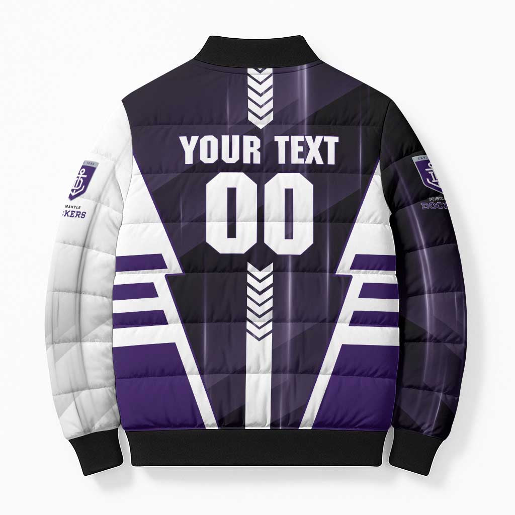 Personalized Fremantle Dockers Bomber Puffer Jacket Modern Geometric Sports Graphic Style