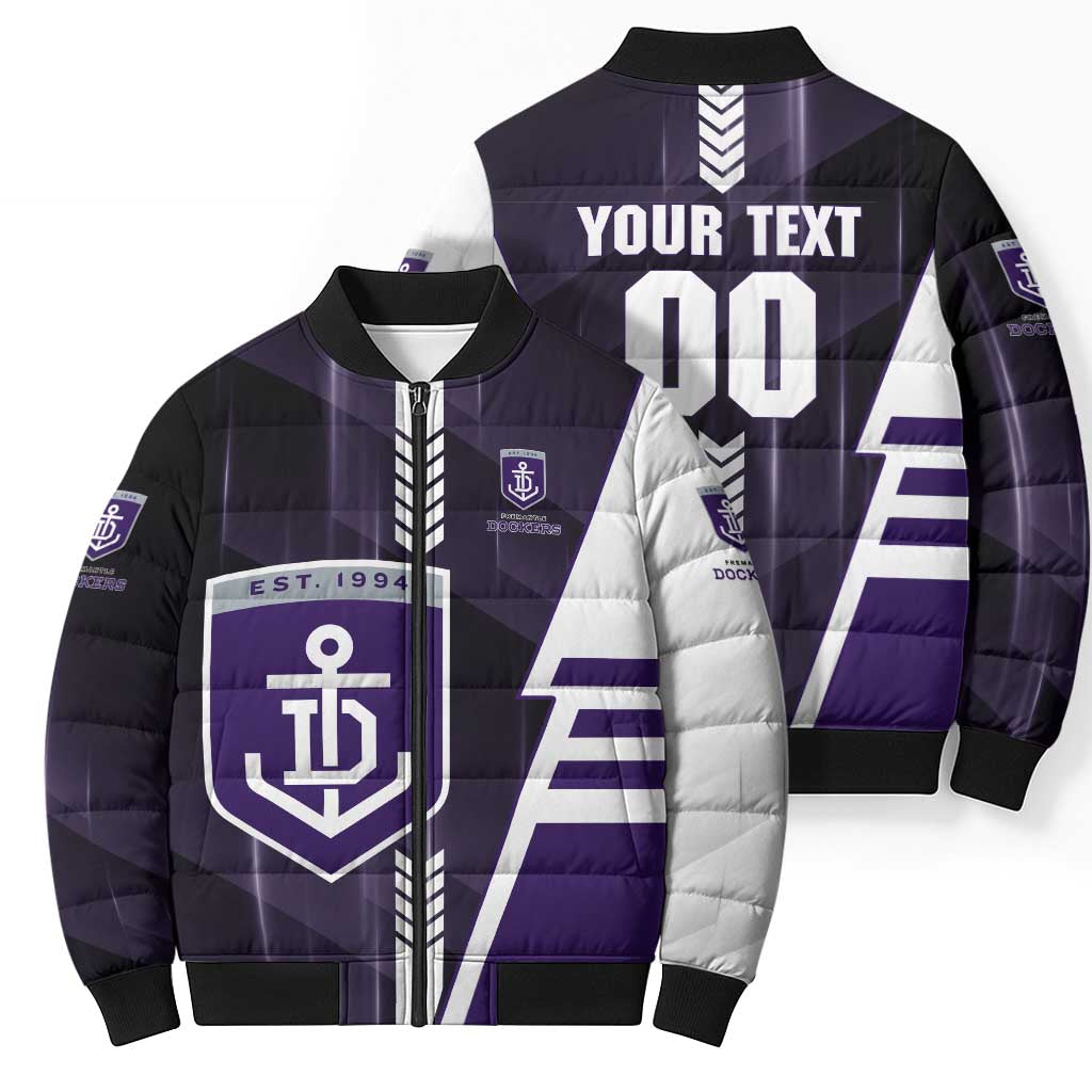 Personalized Fremantle Dockers Bomber Puffer Jacket Modern Geometric Sports Graphic Style