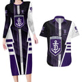 Personalized Fremantle Dockers Couples Matching Long Sleeve Bodycon Dress and Hawaiian Shirt Modern Geometric Sports Graphic Style