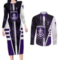 Personalized Fremantle Dockers Couples Matching Long Sleeve Bodycon Dress and Long Sleeve Button Shirt Modern Geometric Sports Graphic Style