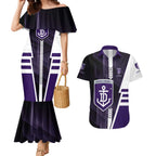Personalized Fremantle Dockers Couples Matching Mermaid Dress and Hawaiian Shirt Modern Geometric Sports Graphic Style