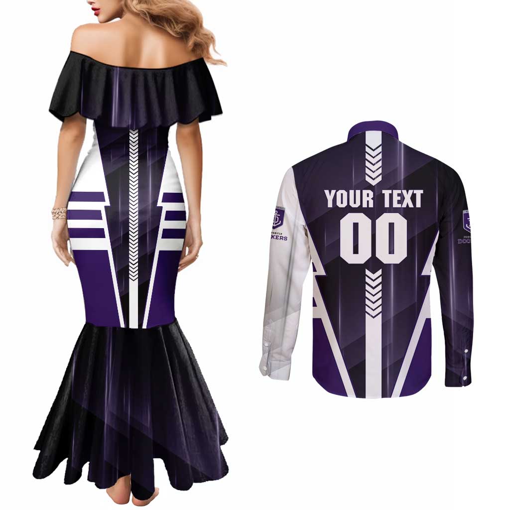 Personalized Fremantle Dockers Couples Matching Mermaid Dress and Long Sleeve Button Shirt Modern Geometric Sports Graphic Style