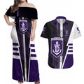 Personalized Fremantle Dockers Couples Matching Off Shoulder Maxi Dress and Hawaiian Shirt Modern Geometric Sports Graphic Style