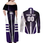Personalized Fremantle Dockers Couples Matching Off Shoulder Maxi Dress and Long Sleeve Button Shirt Modern Geometric Sports Graphic Style