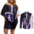 Personalized Fremantle Dockers Couples Matching Off Shoulder Short Dress and Long Sleeve Button Shirt Modern Geometric Sports Graphic Style