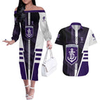 Personalized Fremantle Dockers Couples Matching Off The Shoulder Long Sleeve Dress and Hawaiian Shirt Modern Geometric Sports Graphic Style