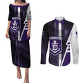 Personalized Fremantle Dockers Couples Matching Puletasi and Long Sleeve Button Shirt Modern Geometric Sports Graphic Style