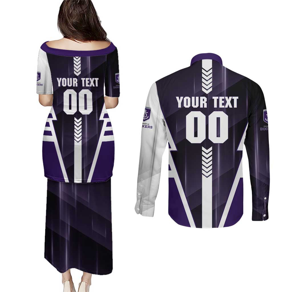 Personalized Fremantle Dockers Couples Matching Puletasi and Long Sleeve Button Shirt Modern Geometric Sports Graphic Style