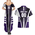 Personalized Fremantle Dockers Couples Matching Summer Maxi Dress and Hawaiian Shirt Modern Geometric Sports Graphic Style