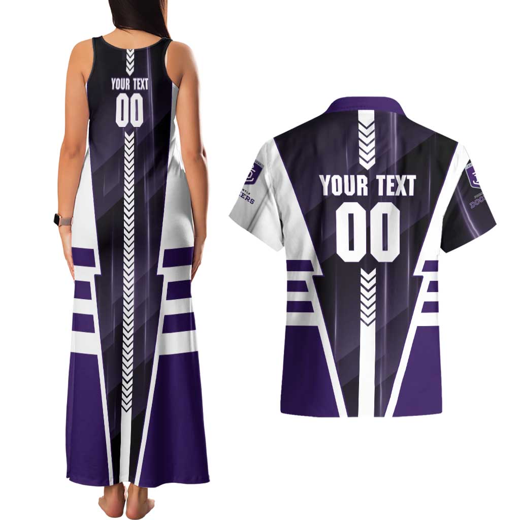 Personalized Fremantle Dockers Couples Matching Tank Maxi Dress and Hawaiian Shirt Modern Geometric Sports Graphic Style