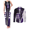 Personalized Fremantle Dockers Couples Matching Tank Maxi Dress and Long Sleeve Button Shirt Modern Geometric Sports Graphic Style