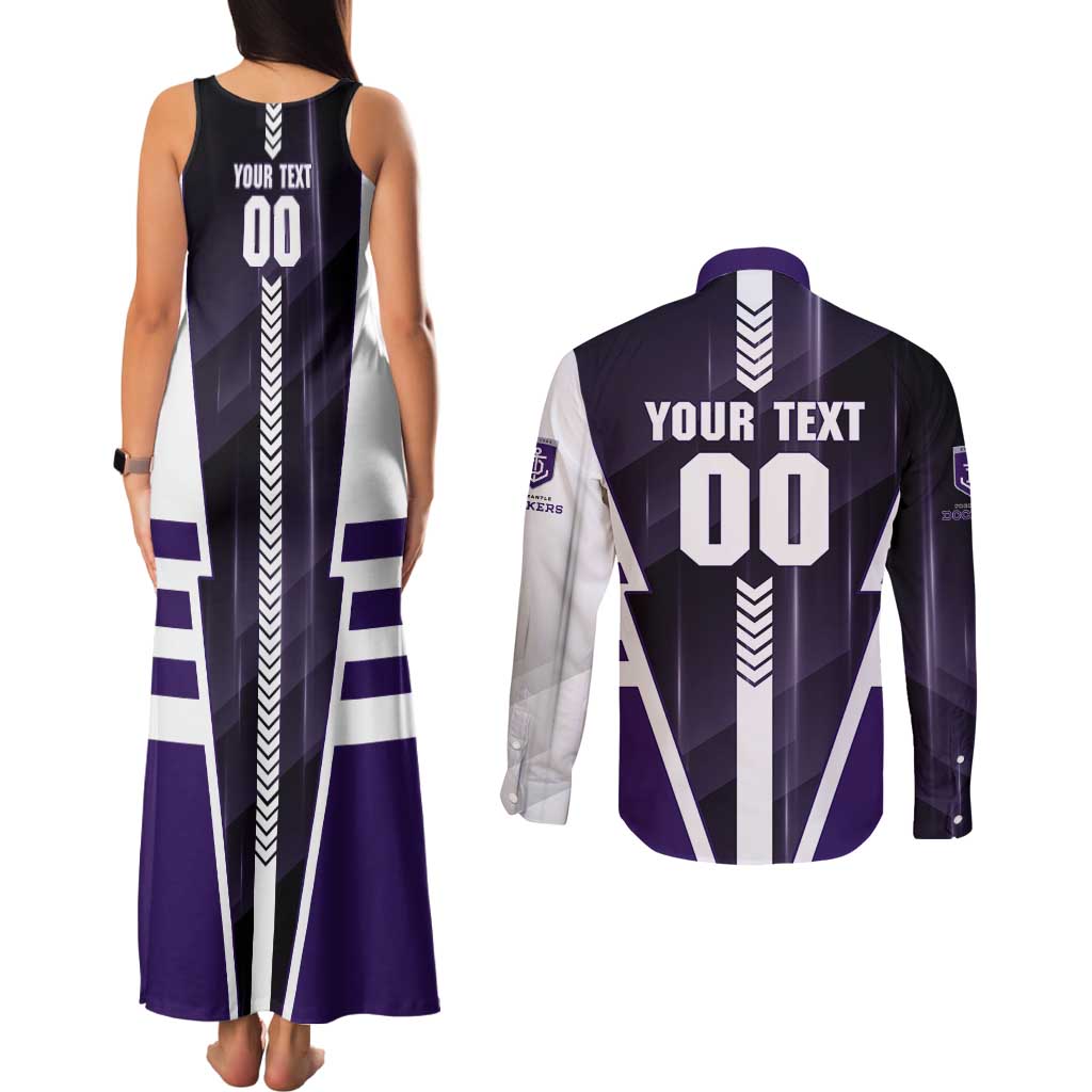 Personalized Fremantle Dockers Couples Matching Tank Maxi Dress and Long Sleeve Button Shirt Modern Geometric Sports Graphic Style