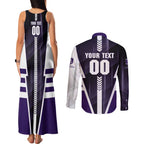 Personalized Fremantle Dockers Couples Matching Tank Maxi Dress and Long Sleeve Button Shirt Modern Geometric Sports Graphic Style
