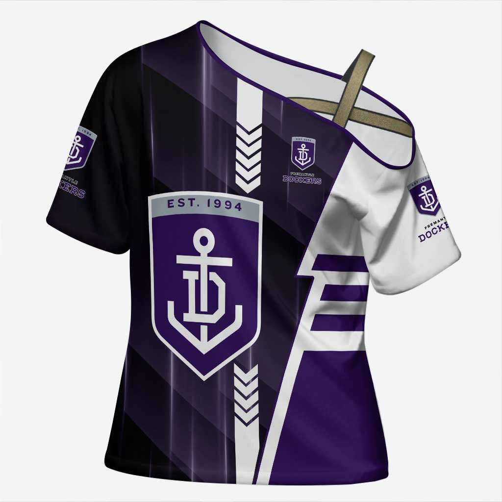 Personalized Fremantle Dockers Cross Shoulder Shirt Modern Geometric Sports Graphic Style