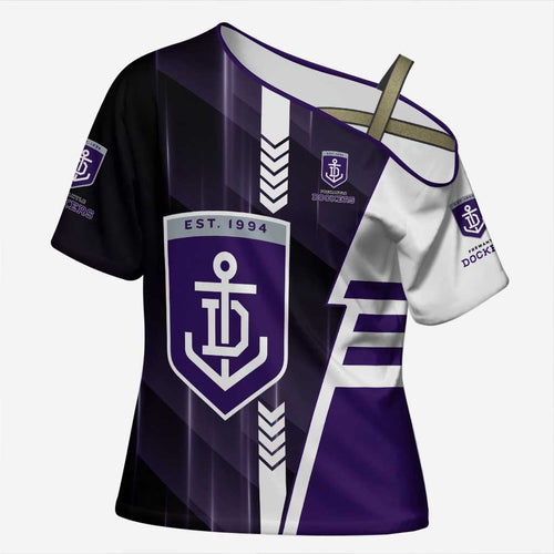 Personalized Fremantle Dockers Cross Shoulder Shirt Modern Geometric Sports Graphic Style