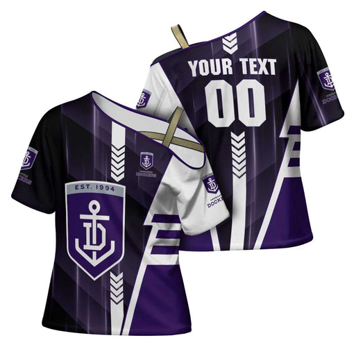 Personalized Fremantle Dockers Cross Shoulder Shirt Modern Geometric Sports Graphic Style