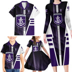 Personalized Fremantle Dockers Family Matching Long Sleeve Bodycon Dress and Hawaiian Shirt Modern Geometric Sports Graphic Style