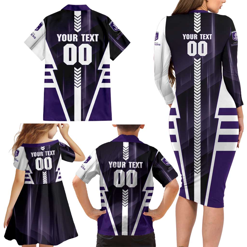 Personalized Fremantle Dockers Family Matching Long Sleeve Bodycon Dress and Hawaiian Shirt Modern Geometric Sports Graphic Style