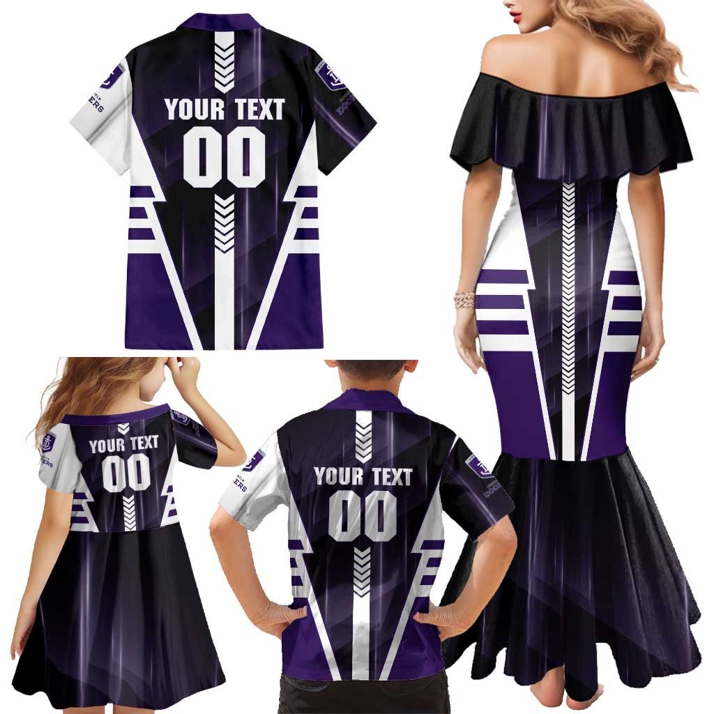 Personalized Fremantle Dockers Family Matching Mermaid Dress and Hawaiian Shirt Modern Geometric Sports Graphic Style