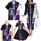 Personalized Fremantle Dockers Family Matching Off The Shoulder Long Sleeve Dress and Hawaiian Shirt Modern Geometric Sports Graphic Style