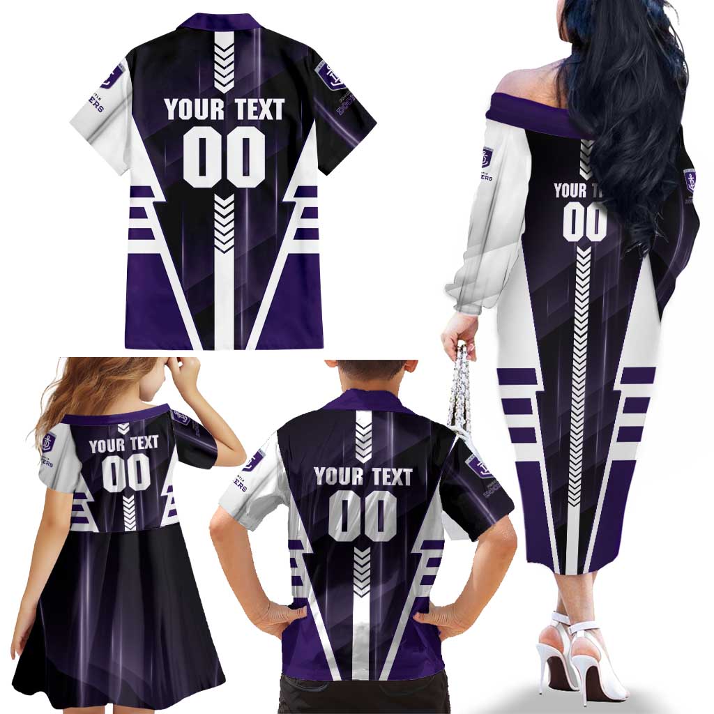 Personalized Fremantle Dockers Family Matching Off The Shoulder Long Sleeve Dress and Hawaiian Shirt Modern Geometric Sports Graphic Style