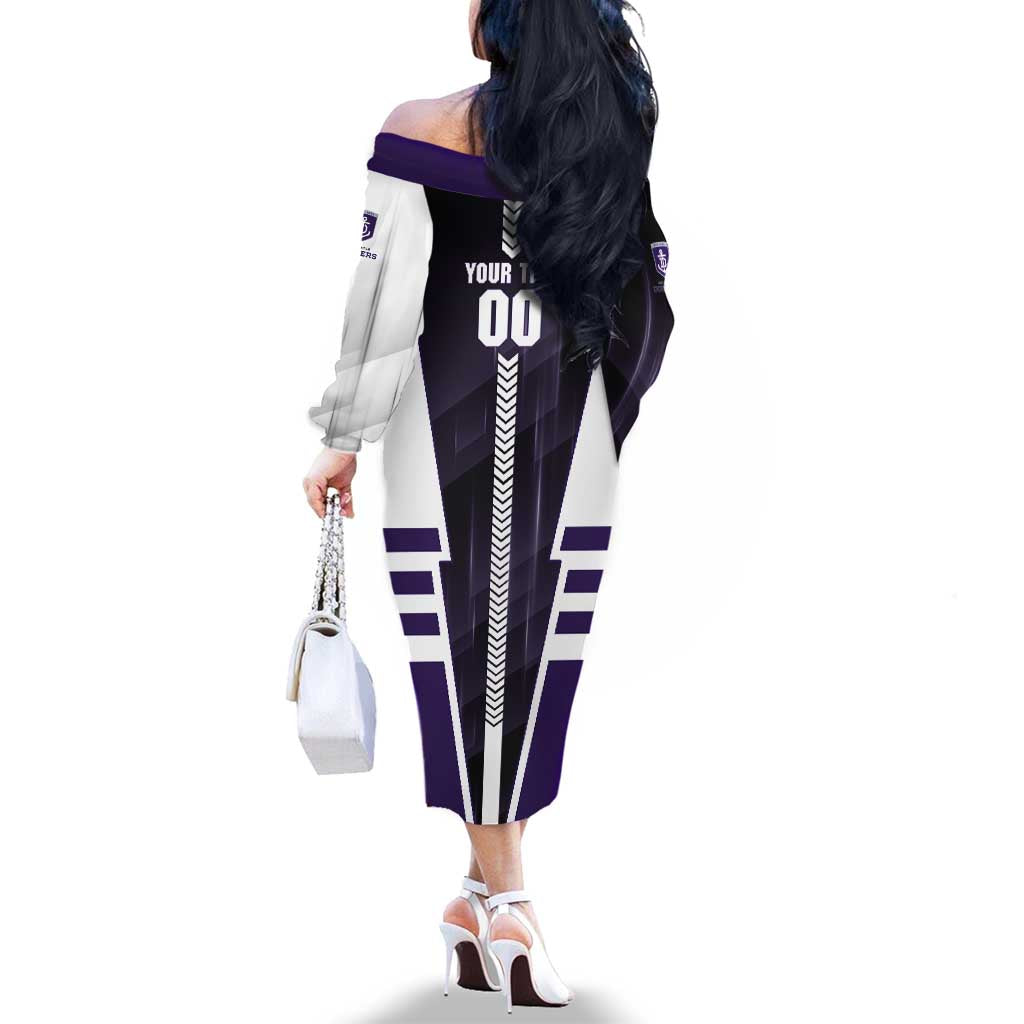 Personalized Fremantle Dockers Family Matching Off The Shoulder Long Sleeve Dress and Hawaiian Shirt Modern Geometric Sports Graphic Style