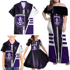 Personalized Fremantle Dockers Family Matching Off Shoulder Maxi Dress and Hawaiian Shirt Modern Geometric Sports Graphic Style