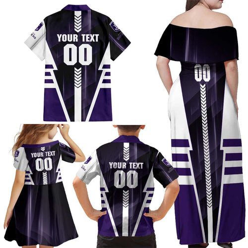 Personalized Fremantle Dockers Family Matching Off Shoulder Maxi Dress and Hawaiian Shirt Modern Geometric Sports Graphic Style