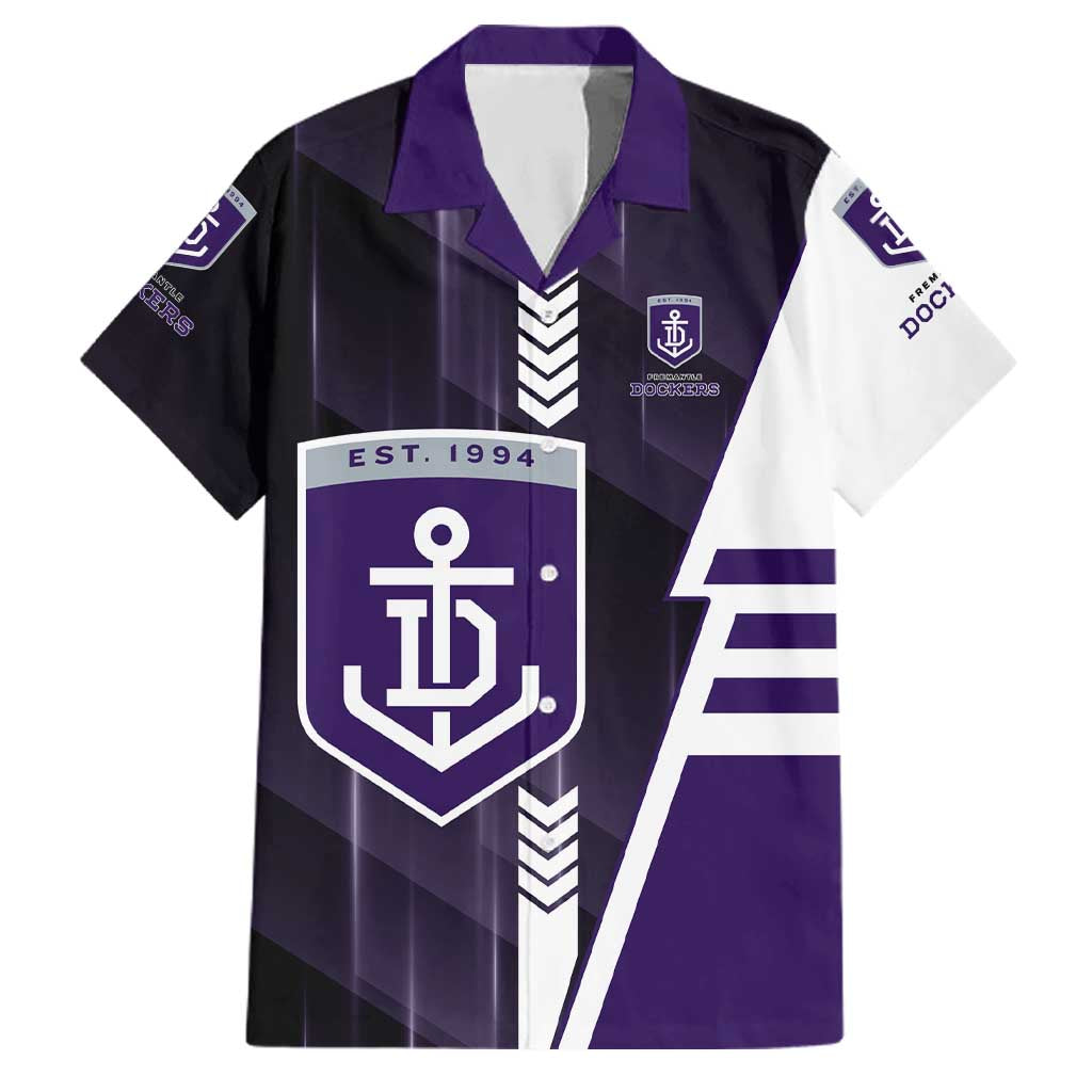 Personalized Fremantle Dockers Family Matching Off Shoulder Maxi Dress and Hawaiian Shirt Modern Geometric Sports Graphic Style