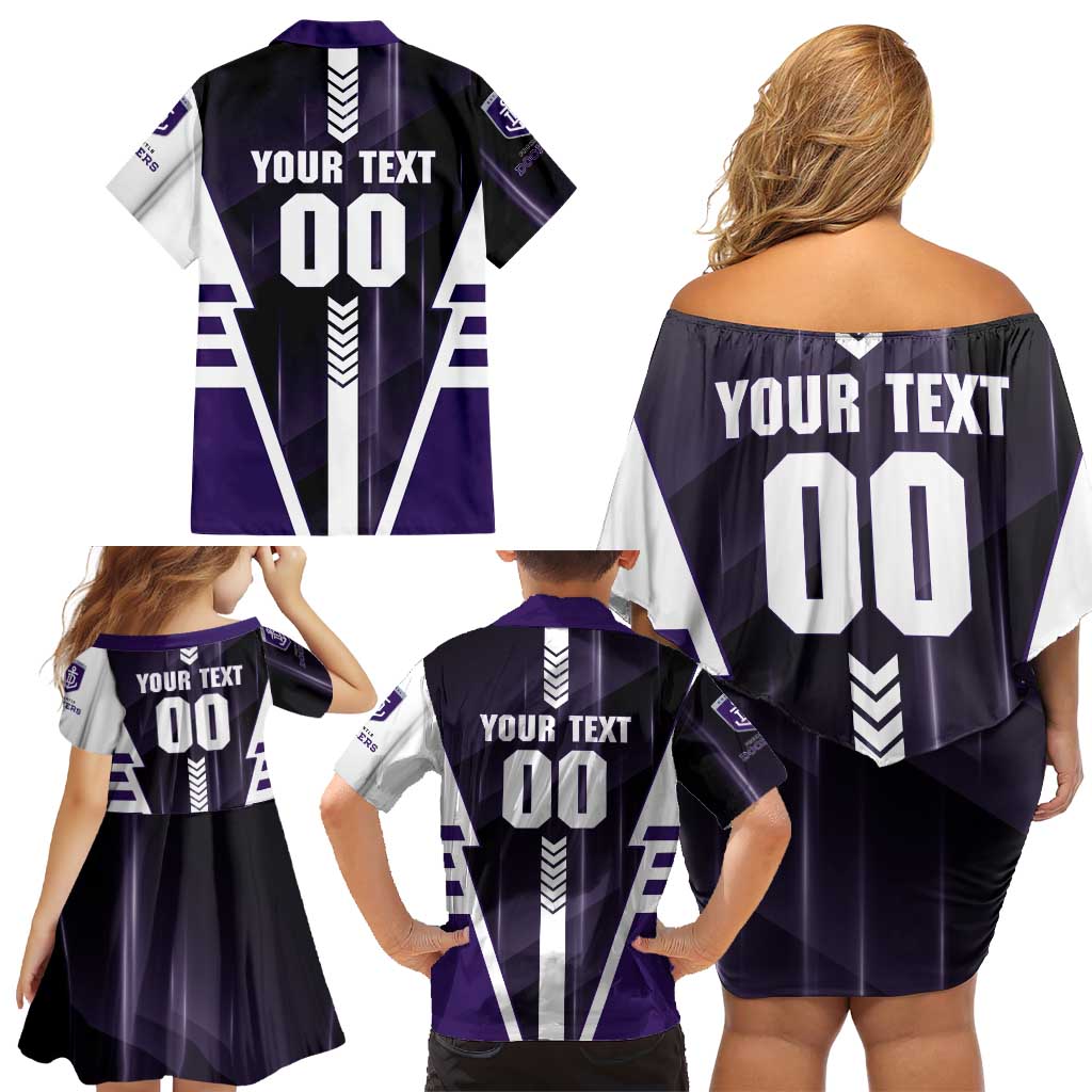 Personalized Fremantle Dockers Family Matching Off Shoulder Short Dress and Hawaiian Shirt Modern Geometric Sports Graphic Style