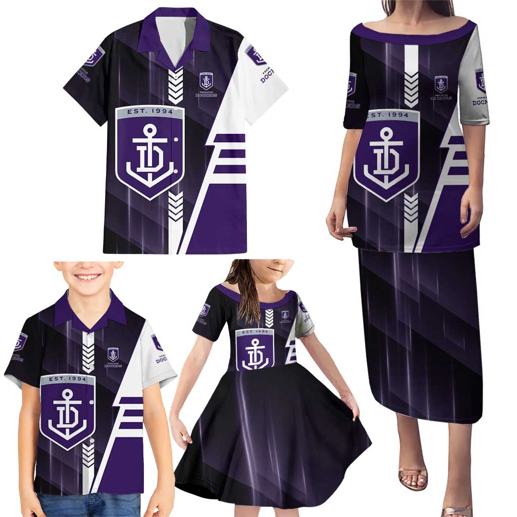 Personalized Fremantle Dockers Family Matching Puletasi and Hawaiian Shirt Modern Geometric Sports Graphic Style
