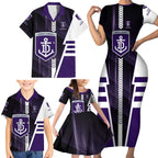 Personalized Fremantle Dockers Family Matching Short Sleeve Bodycon Dress and Hawaiian Shirt Modern Geometric Sports Graphic Style