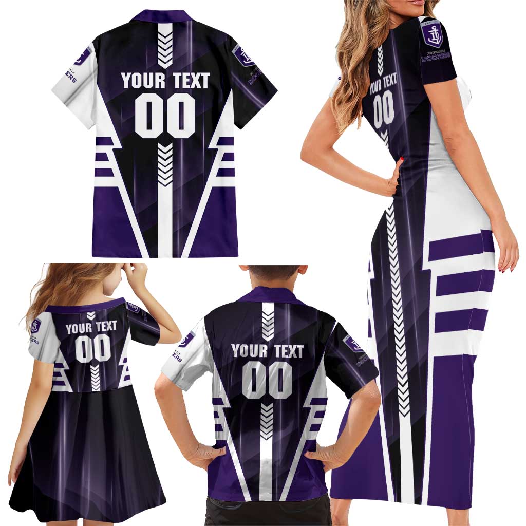 Personalized Fremantle Dockers Family Matching Short Sleeve Bodycon Dress and Hawaiian Shirt Modern Geometric Sports Graphic Style