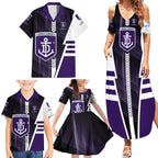 Personalized Fremantle Dockers Family Matching Summer Maxi Dress and Hawaiian Shirt Modern Geometric Sports Graphic Style