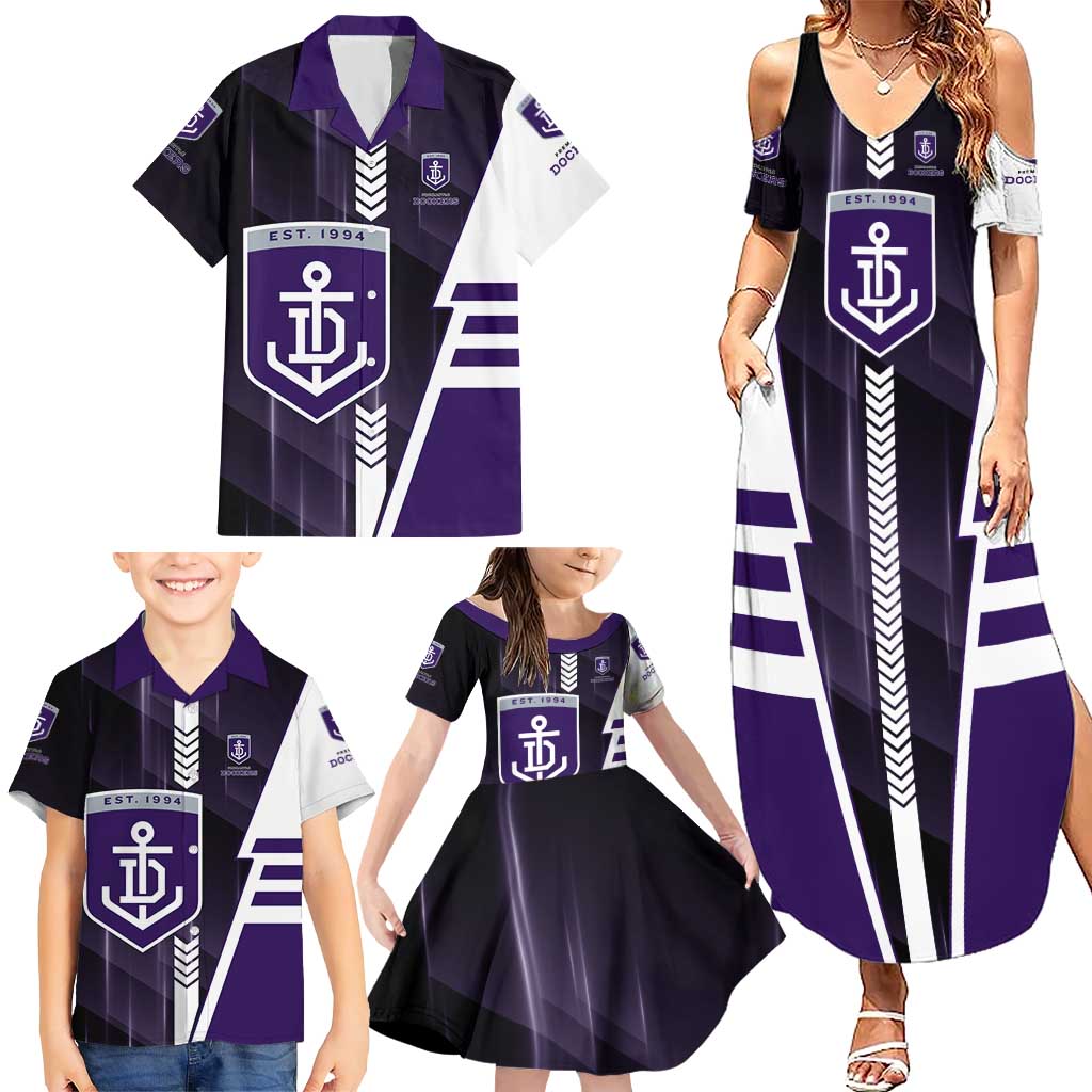 Personalized Fremantle Dockers Family Matching Summer Maxi Dress and Hawaiian Shirt Modern Geometric Sports Graphic Style