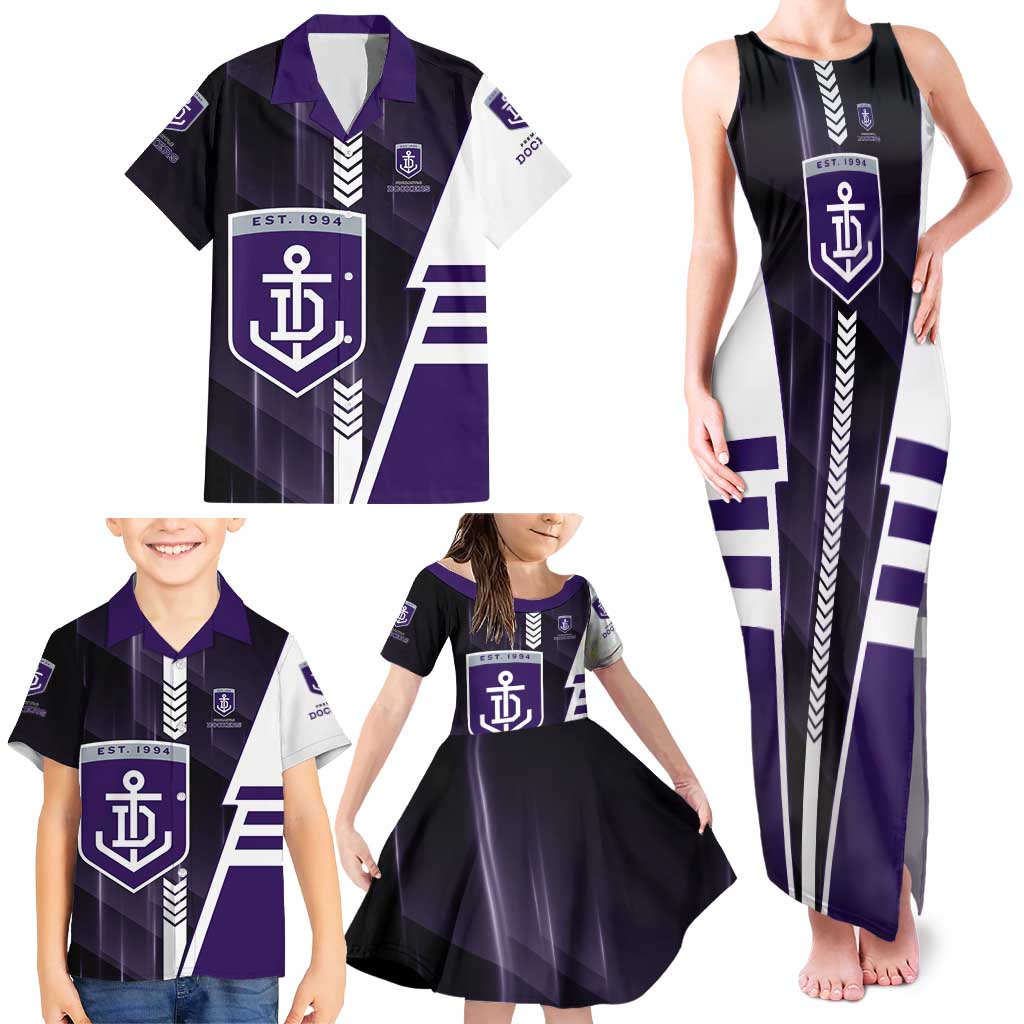 Personalized Fremantle Dockers Family Matching Tank Maxi Dress and Hawaiian Shirt Modern Geometric Sports Graphic Style