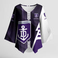 Personalized Fremantle Dockers Kimono Sleeve Blouse Modern Geometric Sports Graphic Style