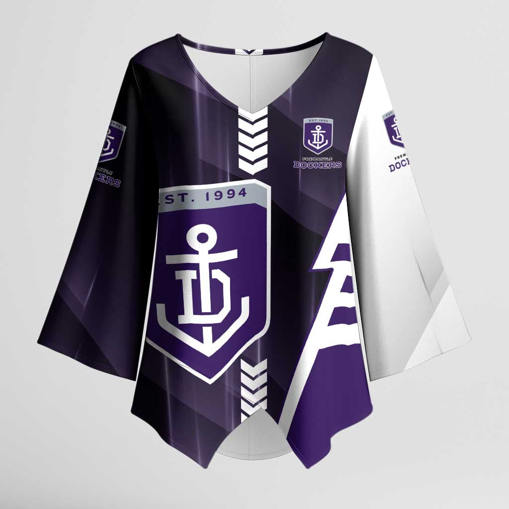 Personalized Fremantle Dockers Kimono Sleeve Blouse Modern Geometric Sports Graphic Style
