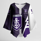 Personalized Fremantle Dockers Kimono Sleeve Blouse Modern Geometric Sports Graphic Style