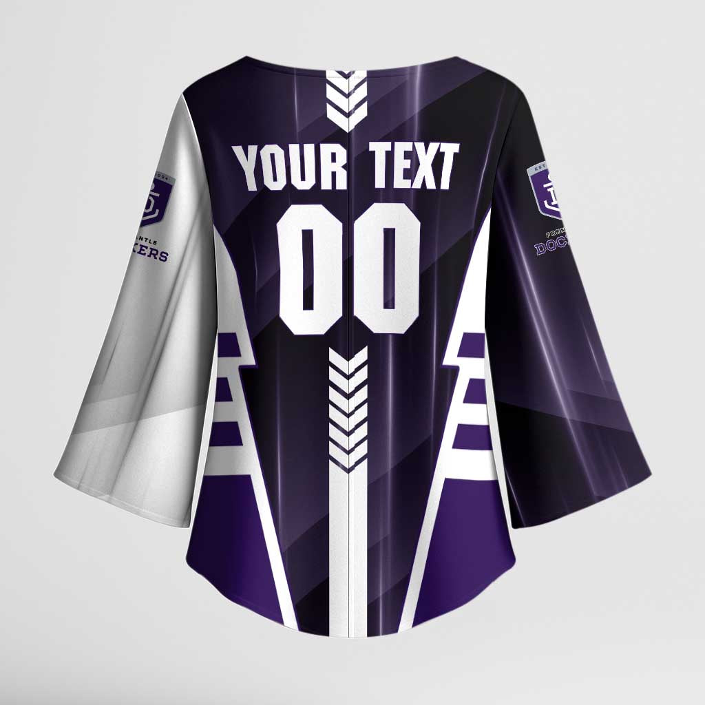 Personalized Fremantle Dockers Kimono Sleeve Blouse Modern Geometric Sports Graphic Style