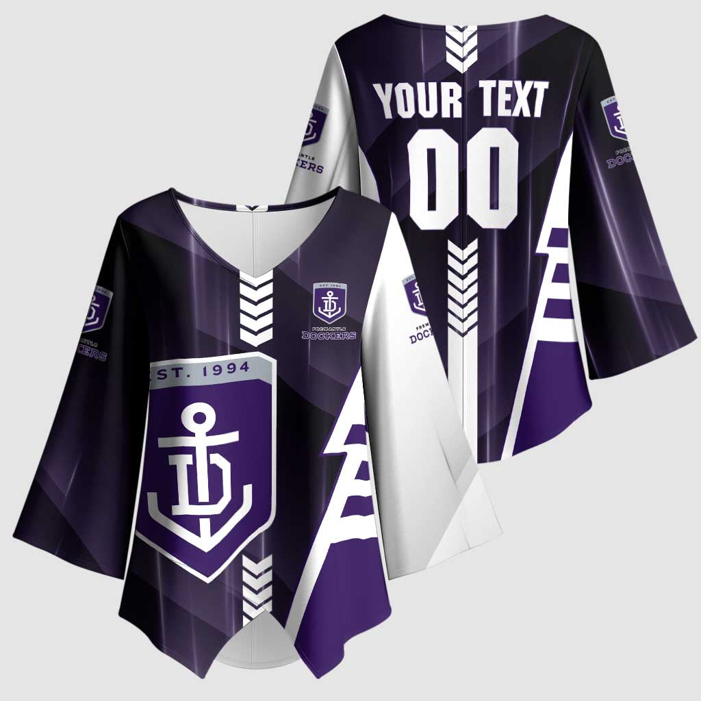 Personalized Fremantle Dockers Kimono Sleeve Blouse Modern Geometric Sports Graphic Style