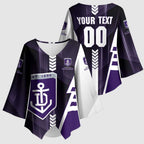 Personalized Fremantle Dockers Kimono Sleeve Blouse Modern Geometric Sports Graphic Style