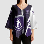 Personalized Fremantle Dockers Kimono Sleeve Blouse Modern Geometric Sports Graphic Style