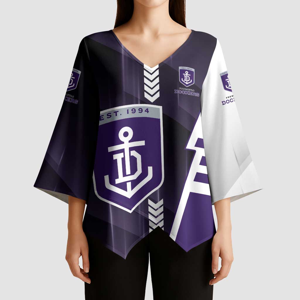 Personalized Fremantle Dockers Kimono Sleeve Blouse Modern Geometric Sports Graphic Style