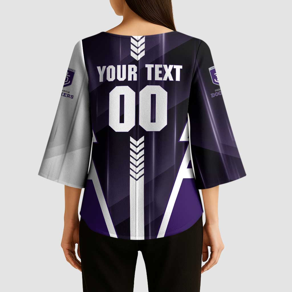 Personalized Fremantle Dockers Kimono Sleeve Blouse Modern Geometric Sports Graphic Style