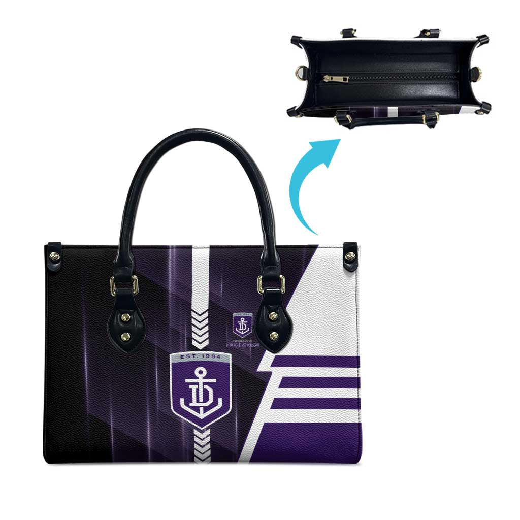 Fremantle Dockers Leather Bag Modern Geometric Sports Graphic Style