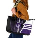 Fremantle Dockers Leather Tote Bag Modern Geometric Sports Graphic Style