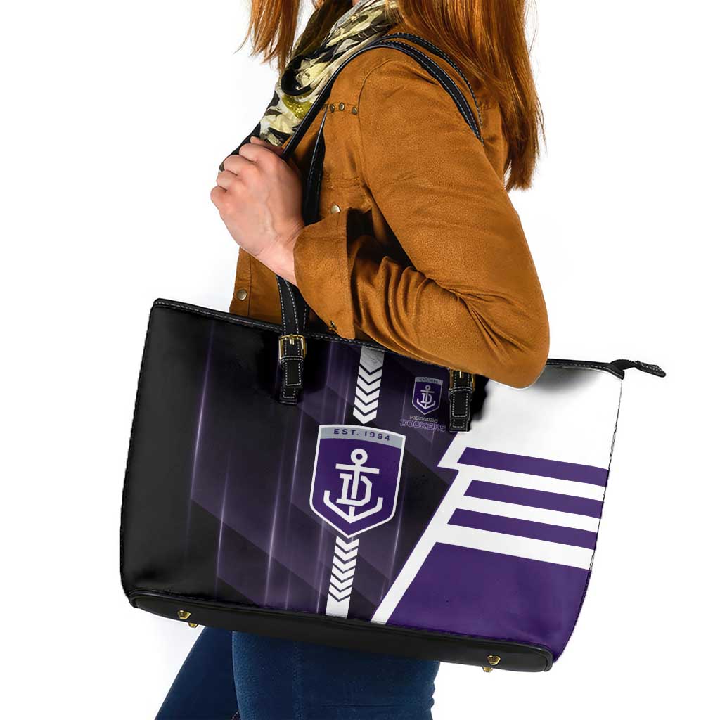 Fremantle Dockers Leather Tote Bag Modern Geometric Sports Graphic Style